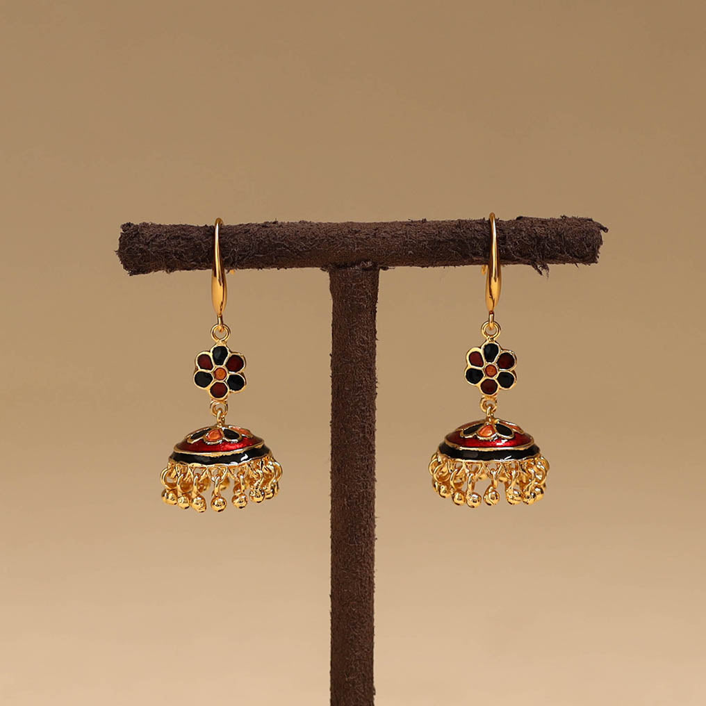 Handcrafted paka meenakari jhumki earrings 60