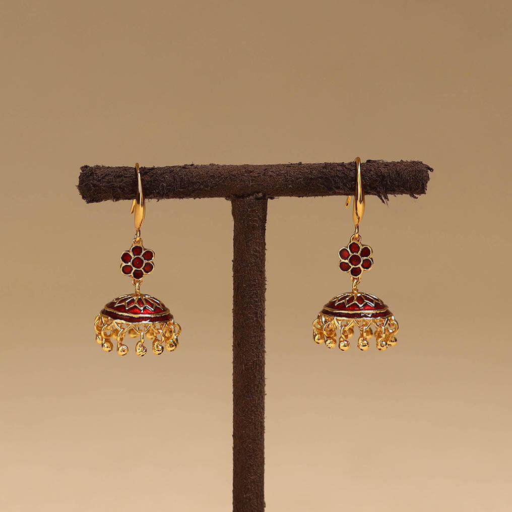 Handcrafted paka meenakari jhumki earrings 61