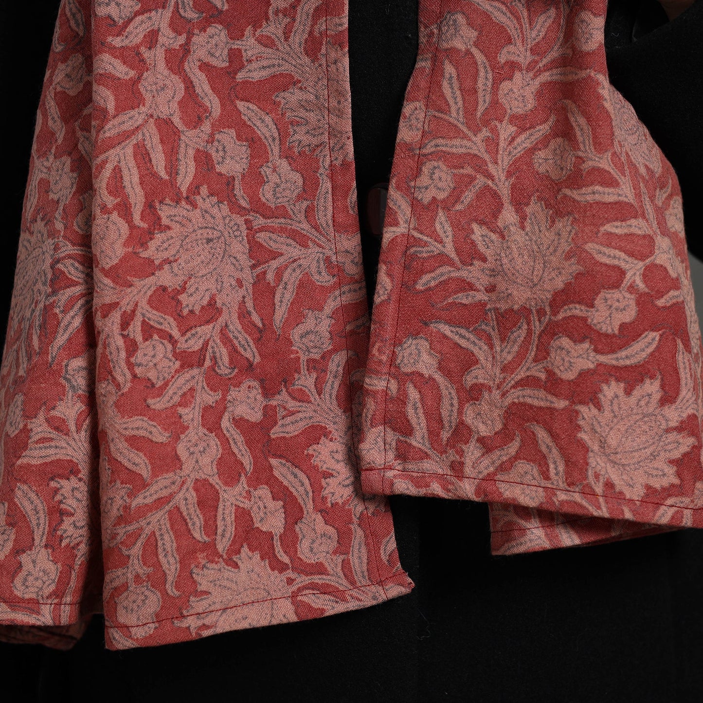 Red - handcrafted patchwork woollen stole 07