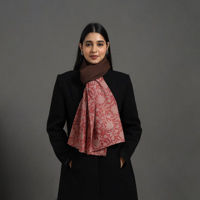 Red - handcrafted patchwork woollen stole 07