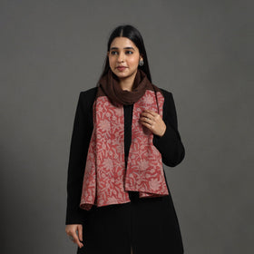 Red - handcrafted patchwork woollen stole 07