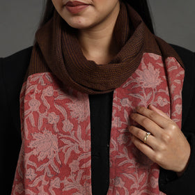 Red - handcrafted patchwork woollen stole 07