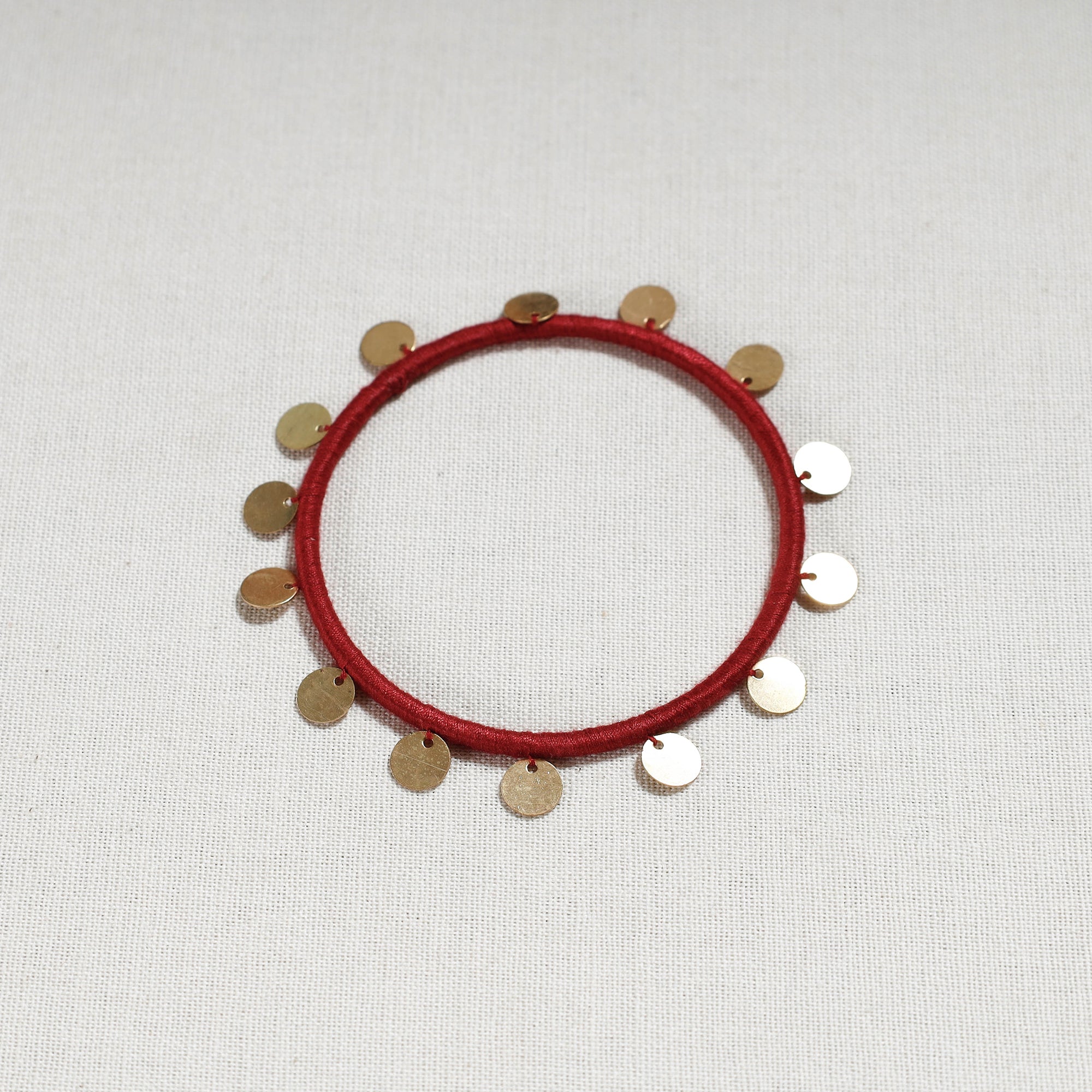Red Handcrafted Patwa Thread & Sequin Work Bangle