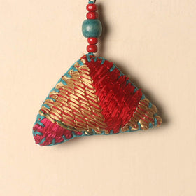 Red Handcrafted Phulkari Embroidered Keychain