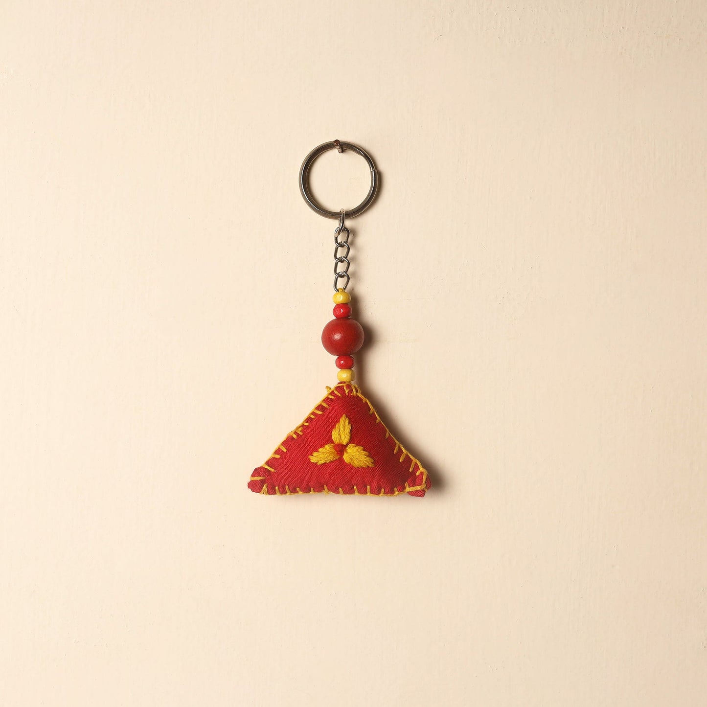 Red Handcrafted Phulkari Embroidered Keychain