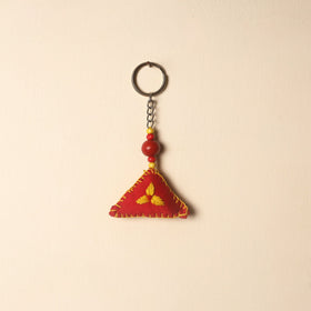 Red Handcrafted Phulkari Embroidered Keychain