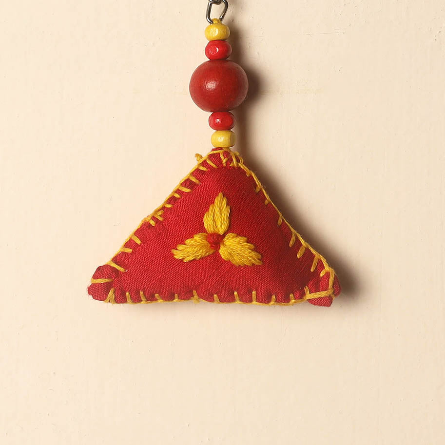 Red Handcrafted Phulkari Embroidered Keychain