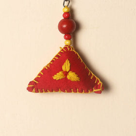 Red Handcrafted Phulkari Embroidered Keychain
