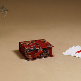 Red - handcrafted printed card holder with slips 02