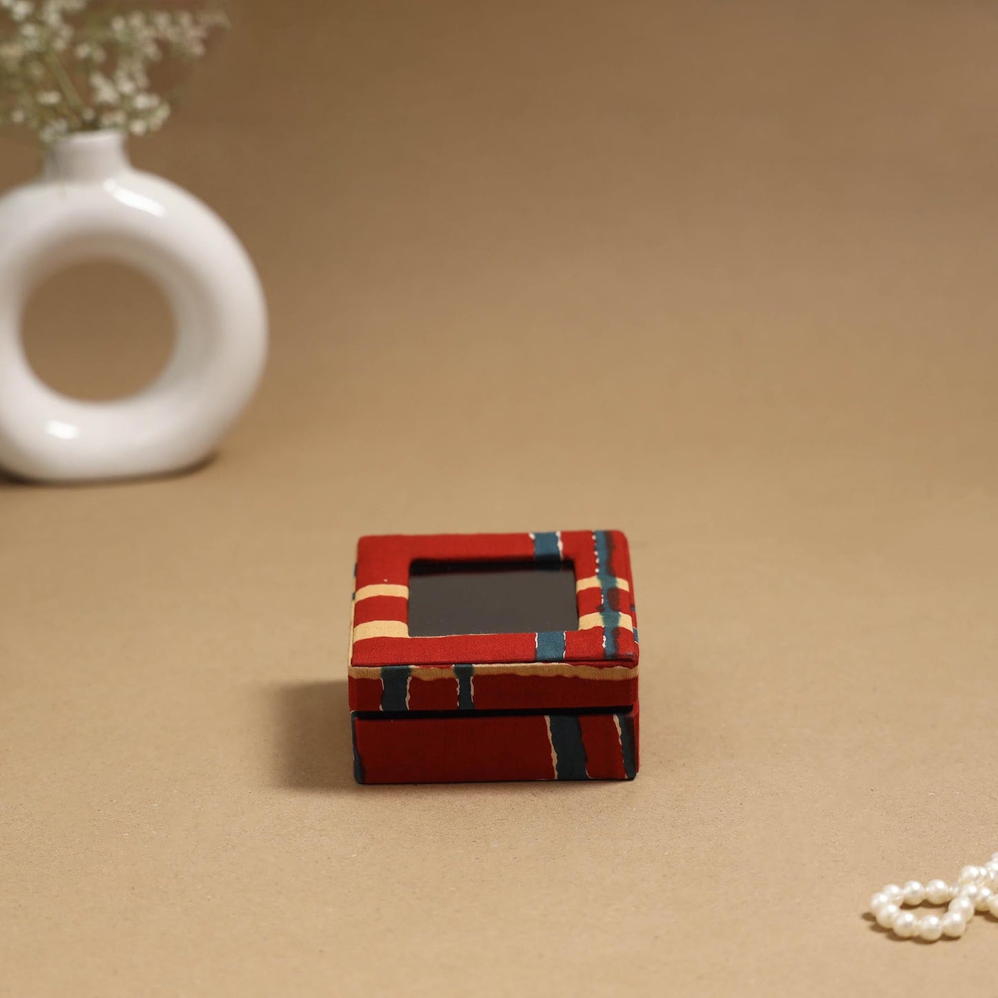 Handcrafted printed fabric ring/earring box 25