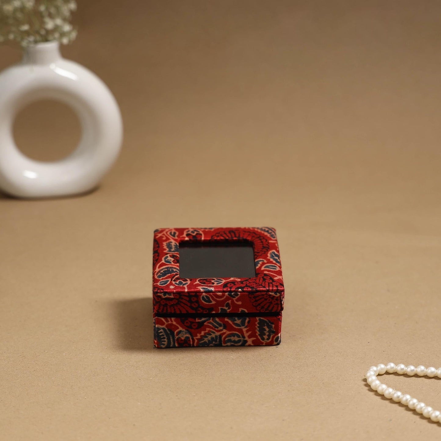 Handcrafted printed fabric ring/earring box 62
