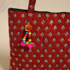  Red Handcrafted Quilted Cotton Hand Bag