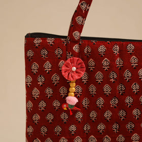  Red Handcrafted Quilted Cotton Hand Bag