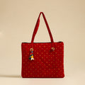  Red Handcrafted Quilted Cotton Hand Bag