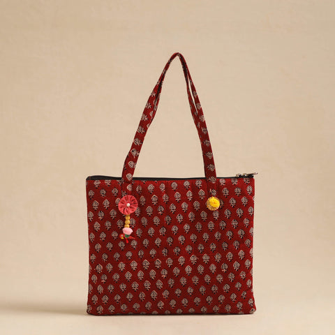  Red Handcrafted Quilted Cotton Hand Bag