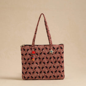 Red Handcrafted Quilted Cotton Hand Bag