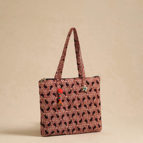Red Handcrafted Quilted Cotton Hand Bag