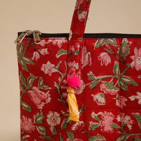  Red Handcrafted Quilted Cotton Hand Bag