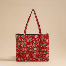 Red Handcrafted Quilted Cotton Hand Bag