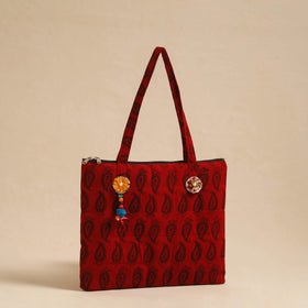  Red Handcrafted Quilted Cotton Hand Bag