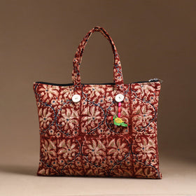 Red Handcrafted Quilted Cotton Hand Bag 20