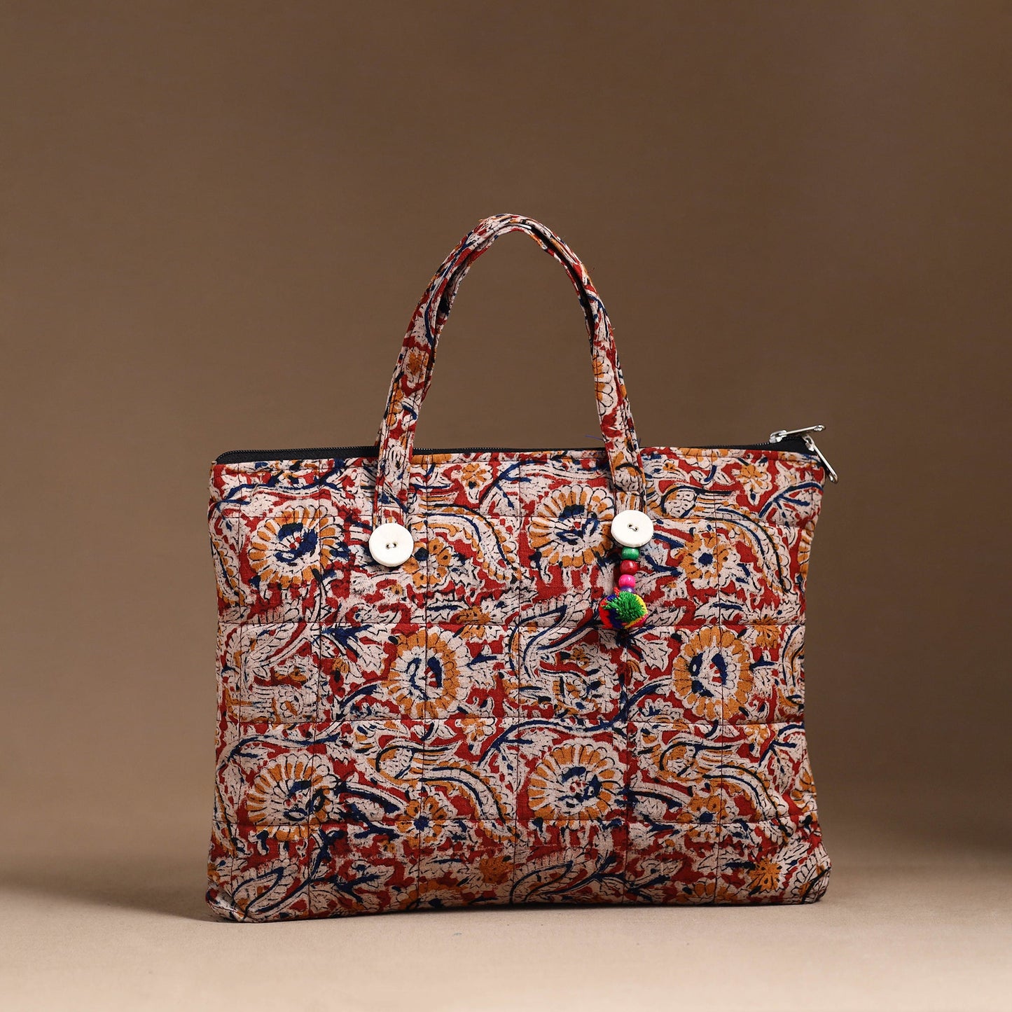 Red Handcrafted Quilted Cotton Hand Bag 21