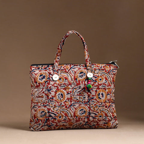 Red Handcrafted Quilted Cotton Hand Bag 21