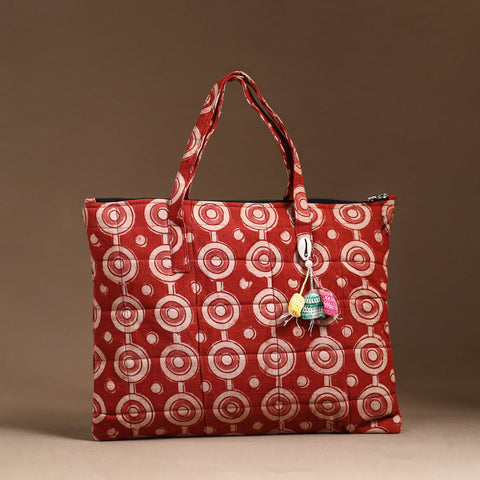 Red Handcrafted Quilted Cotton Hand Bag 25