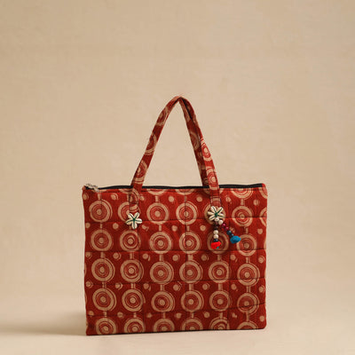  Red Handcrafted Quilted Cotton Hand Bag