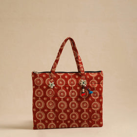  Red Handcrafted Quilted Cotton Hand Bag