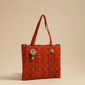  Red Handcrafted Quilted Cotton Hand Bag