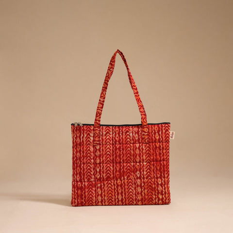 Red - handcrafted quilted cotton handbag 06