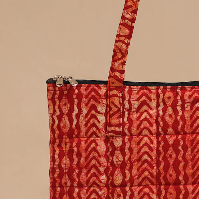 Red - handcrafted quilted cotton handbag 06