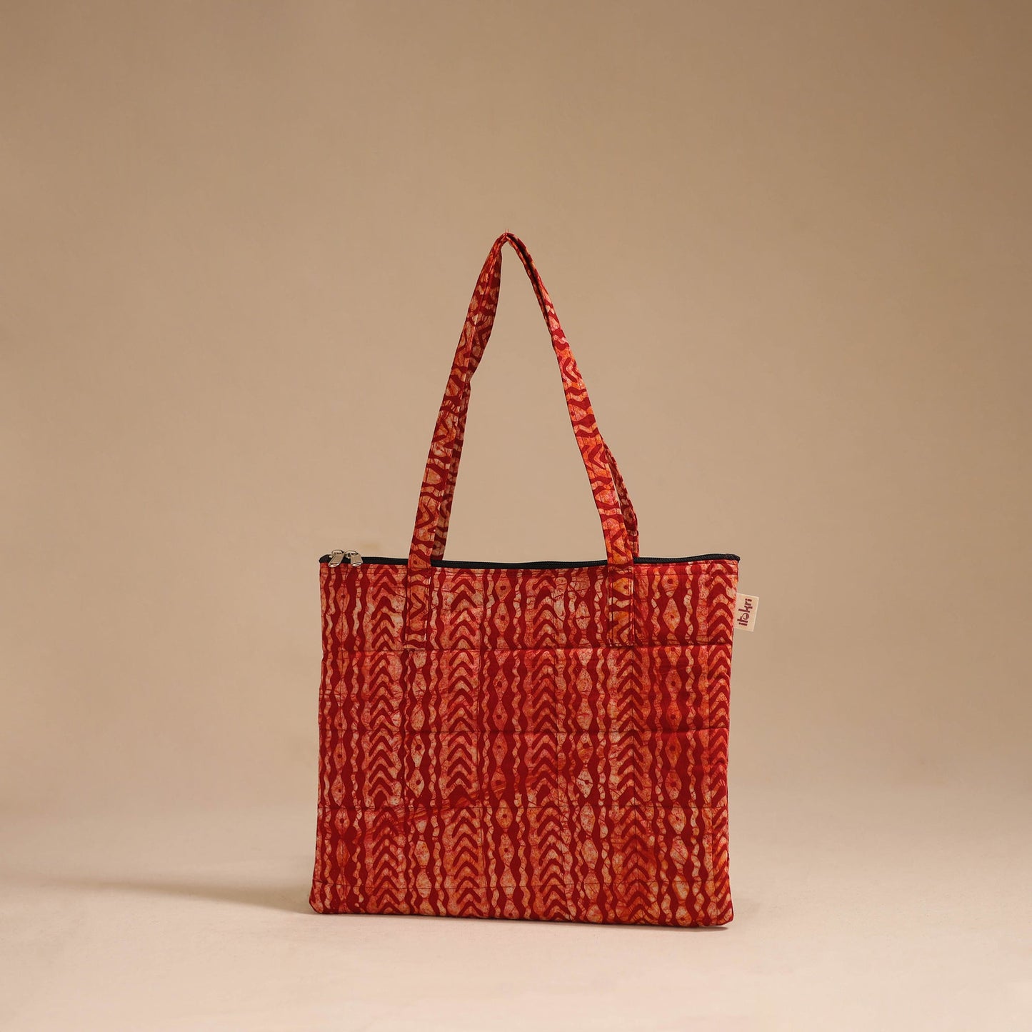 Red - handcrafted quilted cotton handbag 06
