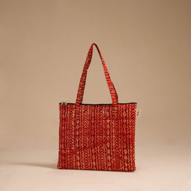 Red - handcrafted quilted cotton handbag 06
