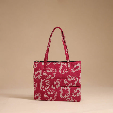 Red - handcrafted quilted cotton handbag 07