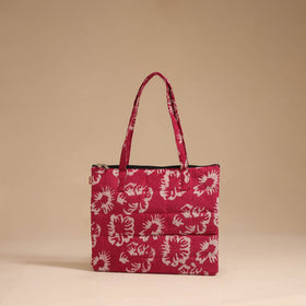 Red - handcrafted quilted cotton handbag 07