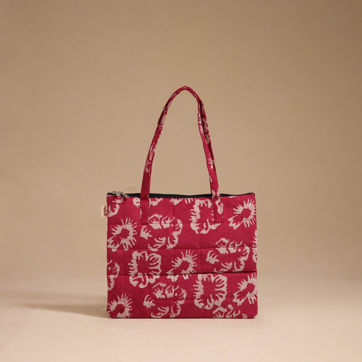 Red - handcrafted quilted cotton handbag 07
