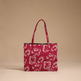 Red - handcrafted quilted cotton handbag 07