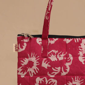 Red - handcrafted quilted cotton handbag 07