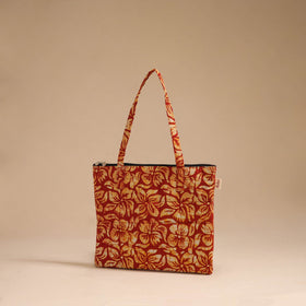 Red - handcrafted quilted cotton handbag 12