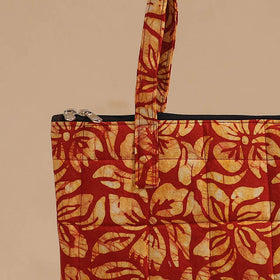 Red - handcrafted quilted cotton handbag 12