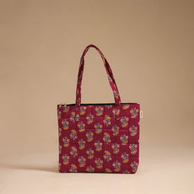 Red - handcrafted quilted cotton handbag 18
