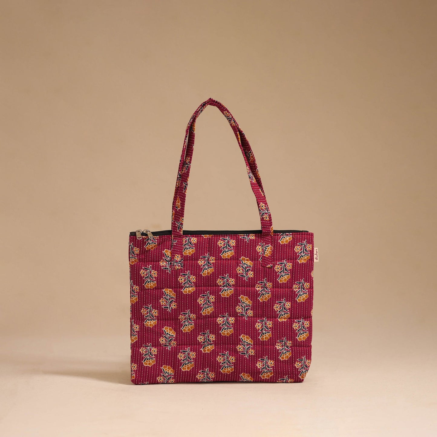 Red - handcrafted quilted cotton handbag 18