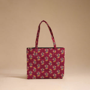 Red - handcrafted quilted cotton handbag 18