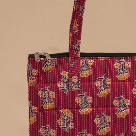 Red - handcrafted quilted cotton handbag 18