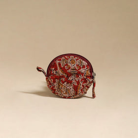Red - handcrafted quilted kalamkari block printed fabric