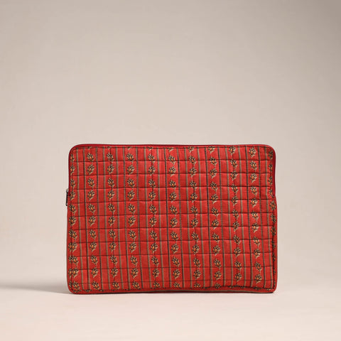  Red Handcrafted Quilted Laptop Sleeve (11 x 16 in)