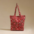 Handcrafted quilted sanganeri block printed fabric tote bag