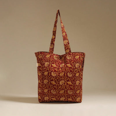 Handcrafted quilted sanganeri block printed fabric tote bag